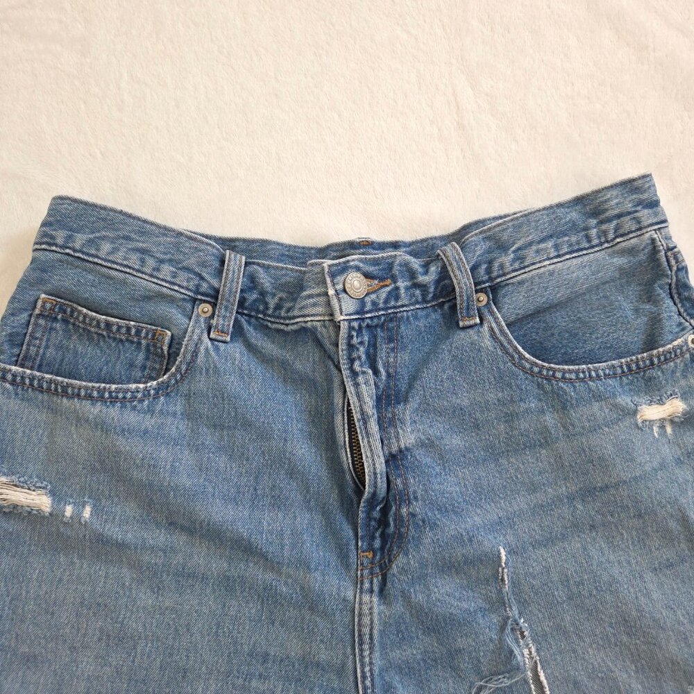 Uniqlo Distressed Denim Shorts 30" Blue Thrashed Cut Off High Rise Summer Casual - Picture 3 of 12